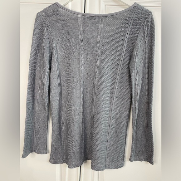 Women’s Medium Via Vitale Grey Sweater Made in Italy V Neck Shirt Top - Picture 8 of 8